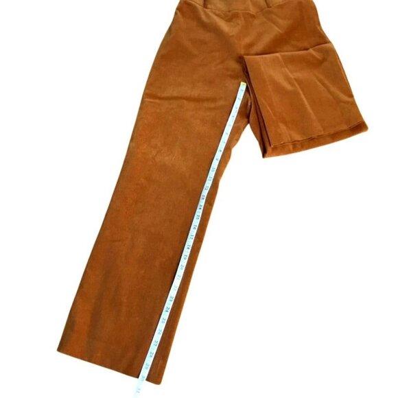 Zenobia Burnt Orange Velvet High Rise 8 Lined Luxury Cotton Blend Pant Trouser - Picture 8 of 12